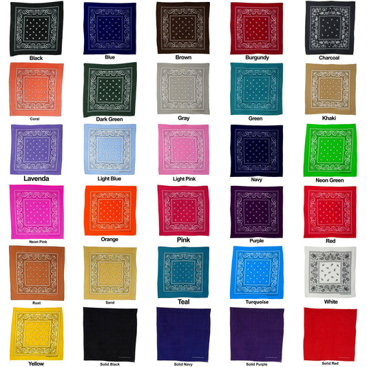 Paisley Cotton Bandana 27X27 (Dozen Pack)