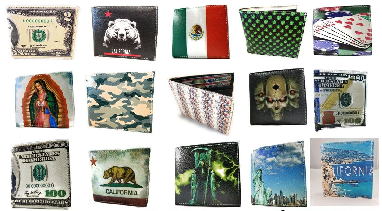 Mens Printed Wallets Dozen Pack (16 Styles)