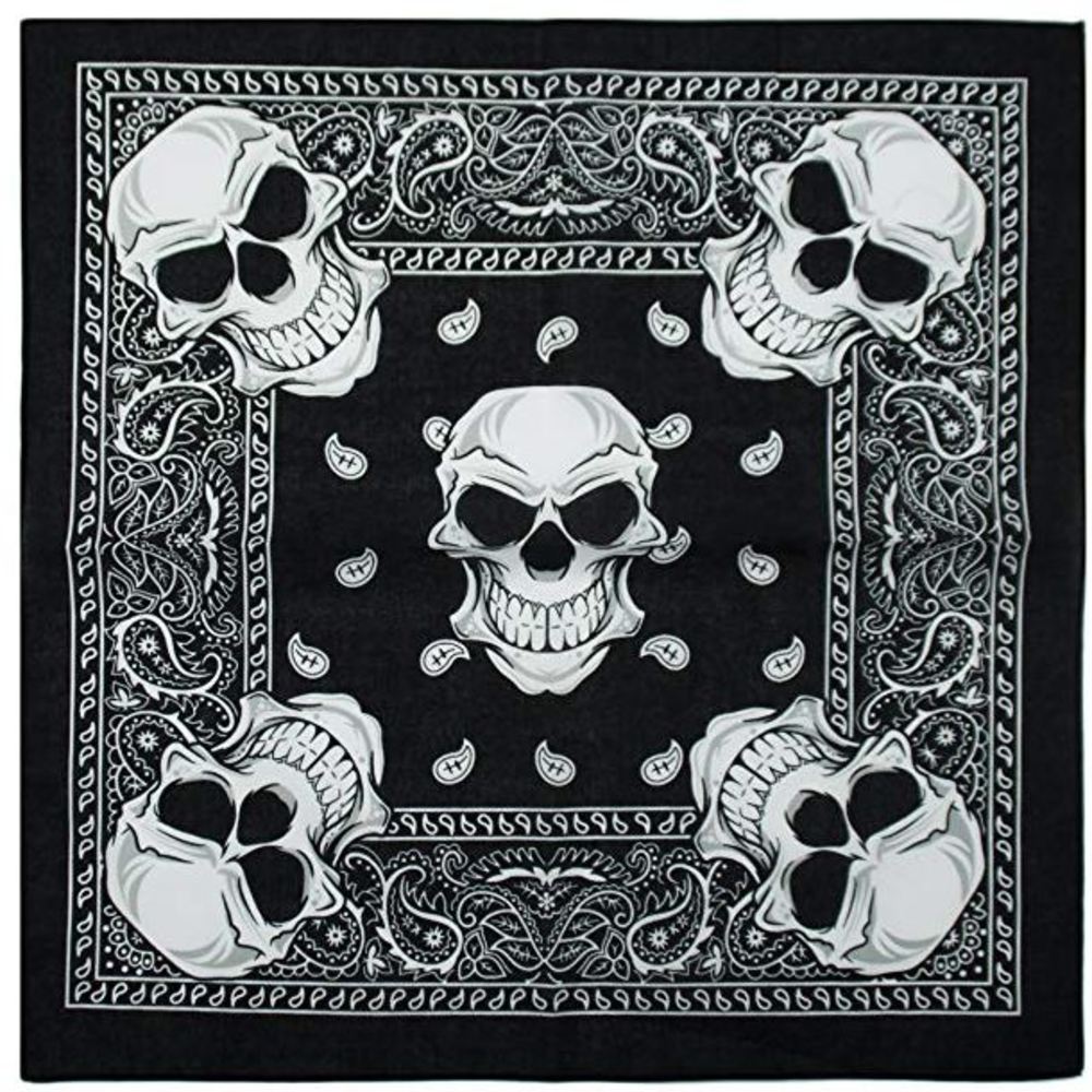 Biker Skull Design Bandanas Dozen Pack 22X22 (9 Styles)